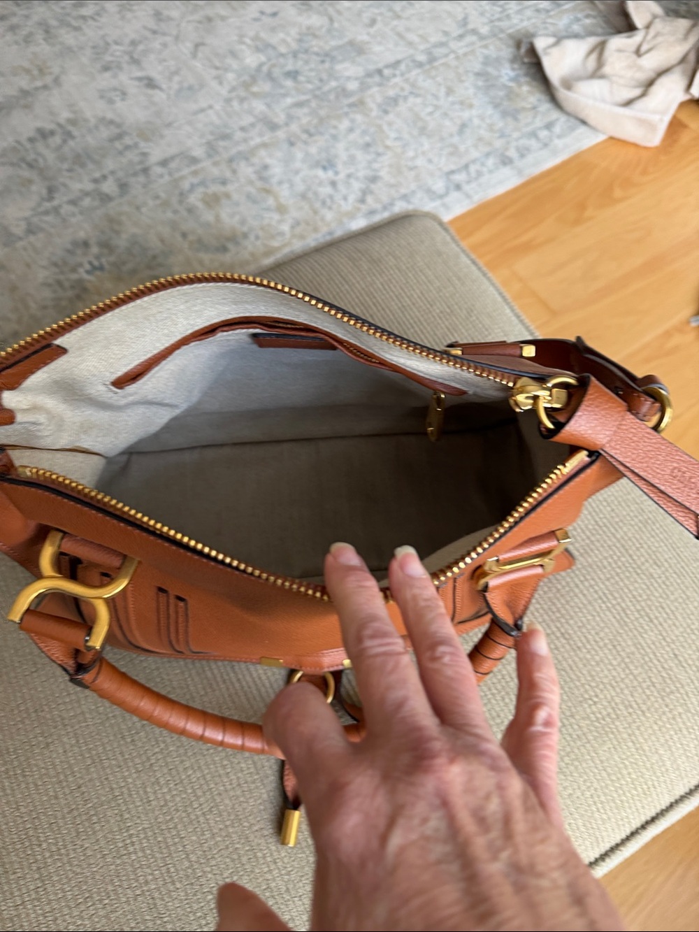Chloe Marcie large Brown Leather Satchel Handbag - Classic Structured Tote - Picture 5 of 6